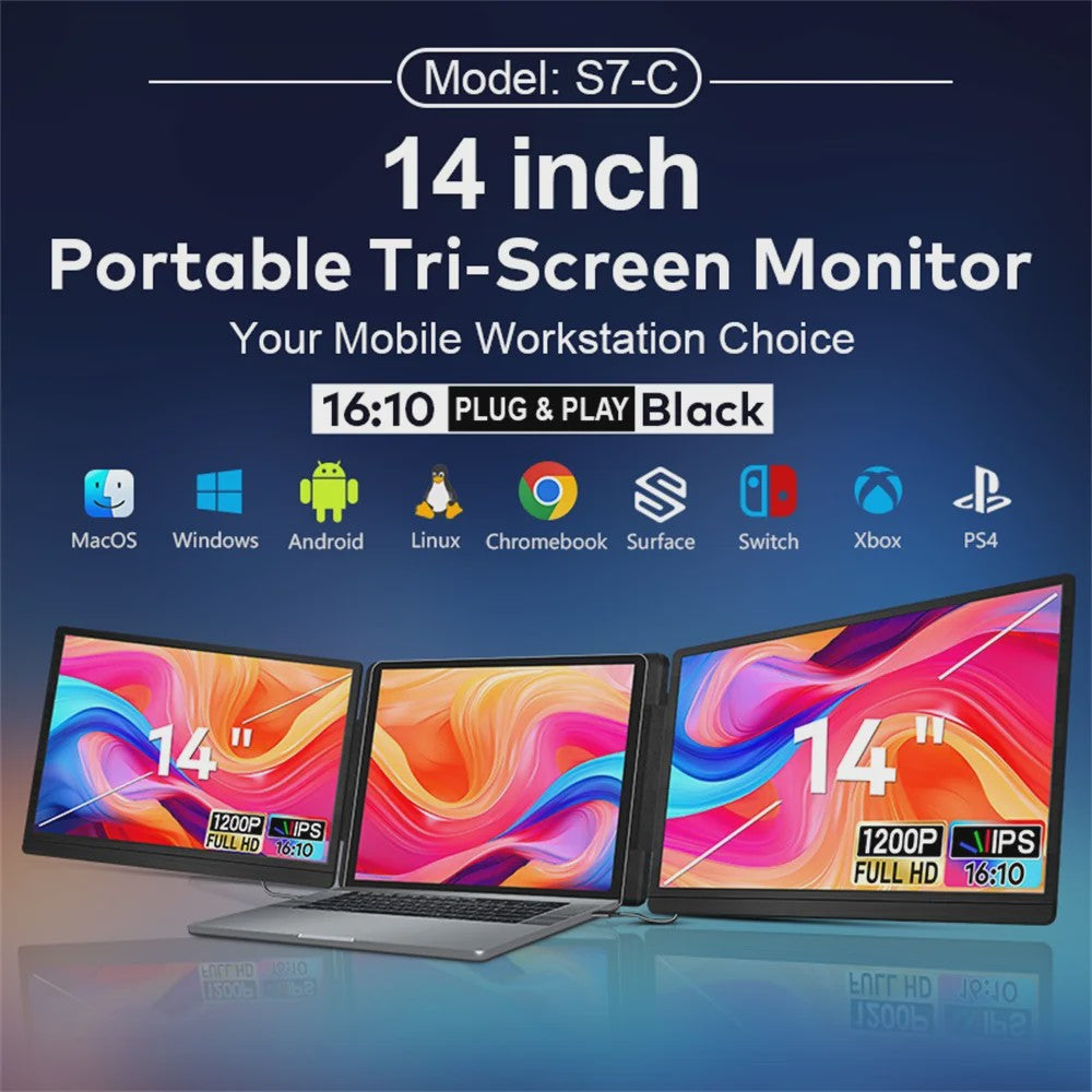 14-inch Draagbare Dual Laptop Monitor - Full HD Uitbreidbaar Scherm voor Productiviteit