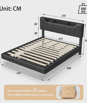 Anajqaqia Gestoffeerd Bed 140x200cm met Verstelbaar Hoofdbord en Opbergruimte