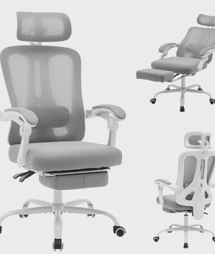 Ergonomische Mesh bureaustoel met voetensteun en verstelbare hoofdsteun
