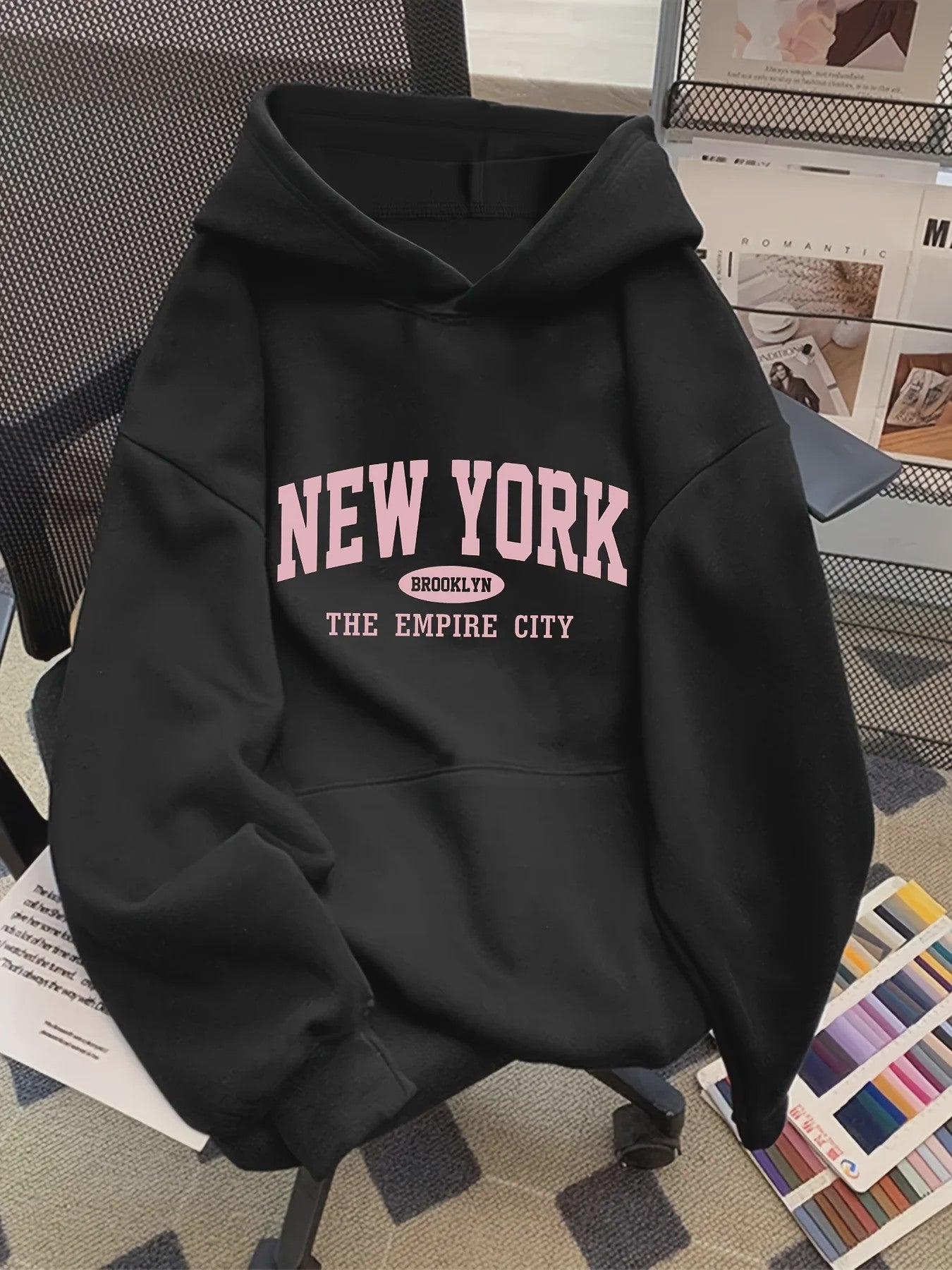 Dames Casual Hoodie met Letterprint - Comfortabele Pullover met Kangoeroezakken