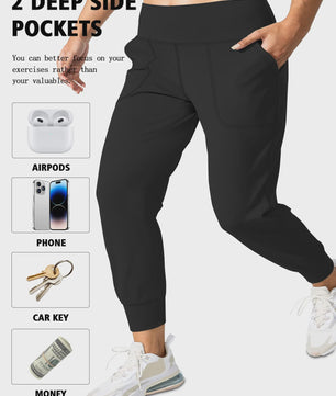 Dames Joggingbroek Plus Size - Comfortabele Loungebroek met Zijzakken en Buikcontrole