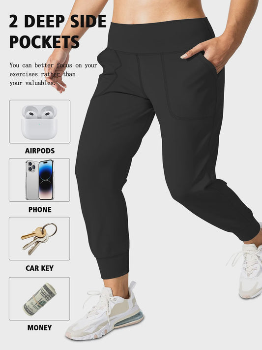 Dames Joggingbroek Plus Size - Comfortabele Loungebroek met Zijzakken en Buikcontrole