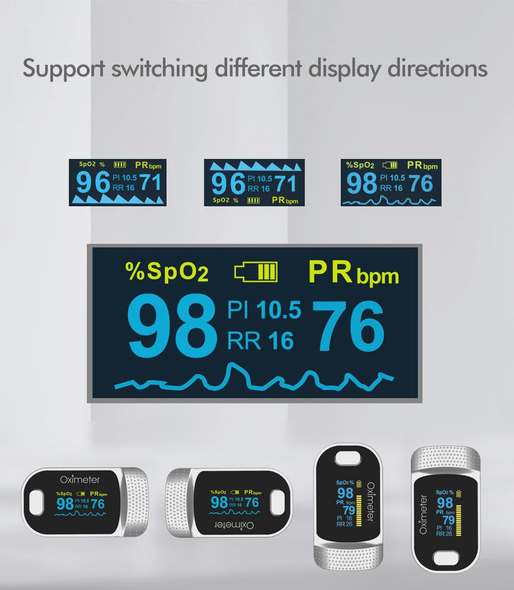 Vinger Pulse Oximeter met OLED Display - Meet Zuurstofsaturatie & Hartslag