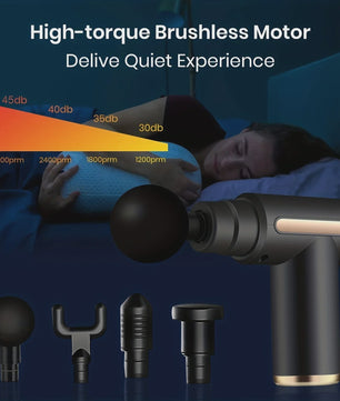Draagbaar Massagepistool met LED Touchscreen en 4 Opzetstukken