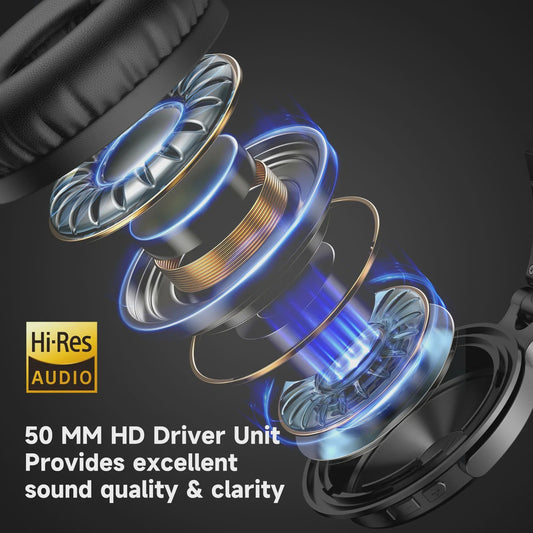 Oneodio Pro-C Draadloze Over-Ear Koptelefoon met Microfoon - 110 Uur Batterij, Hi-Res Audio & Bluetooth 5.2