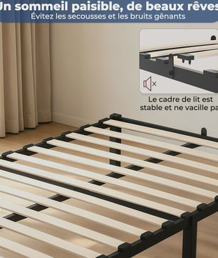 Zwevend Metalen Bedframe 90x200/140x200 cm met Houtlook Hoofd- en Voetbord | Industriële Stijl & 27cm Opbergruimte