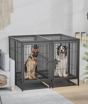 Heavy Duty Hondenbench 52 Inch Extra Groot Metaal met Uitneembaar Tussenschot - Trainingskennel & Speelpen