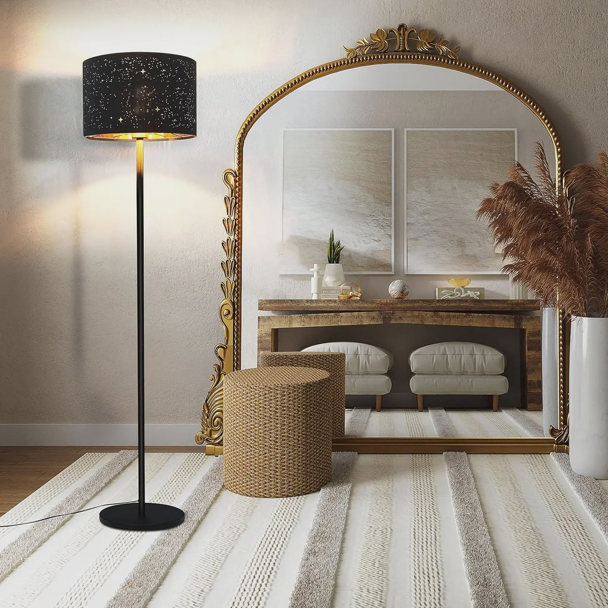 Moderne Sterren Design Vloerlamp - Zwart/Goud - 144cm - E27 Fitting