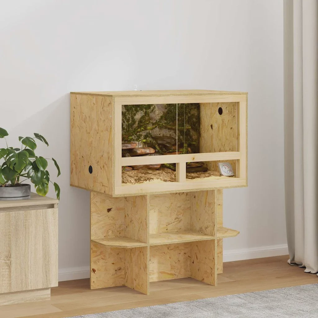 OSB Terrarium 80x50x50 cm voor Reptielen & Knaagdieren - Inclusief Thermometer
