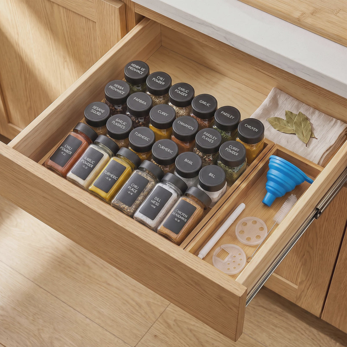 24 Delige Set Glazen Kruidenpotjes 120ml met Shaker Insert - Keuken Organisatie