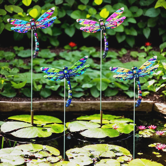 Set van 4 Decoratieve Tuin Vlinders - IJzeren Sierobjecten voor Buiten