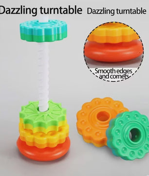 Montessori Regenboog Stapeltoren met Draaiende Tandwielen - Educatief Speelgoed voor Kinderen