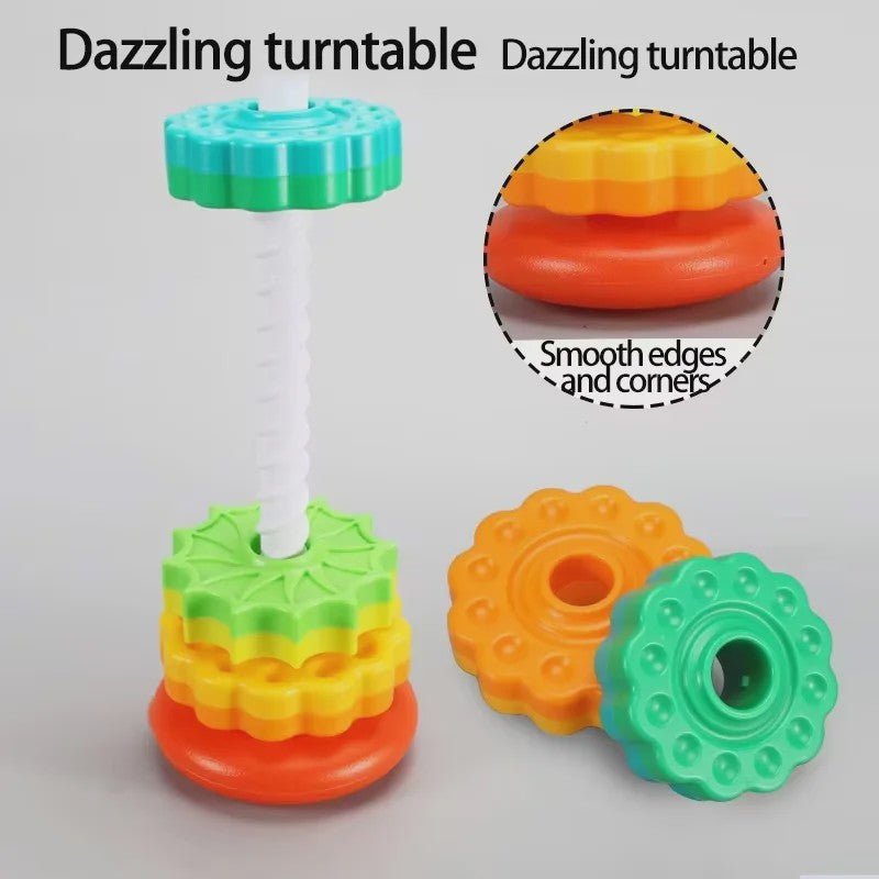 Montessori Regenboog Stapeltoren met Draaiende Tandwielen - Educatief Speelgoed voor Kinderen