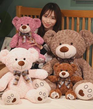 Kawaii Teddybeer Pluche Kussen met Strik - 25/35cm