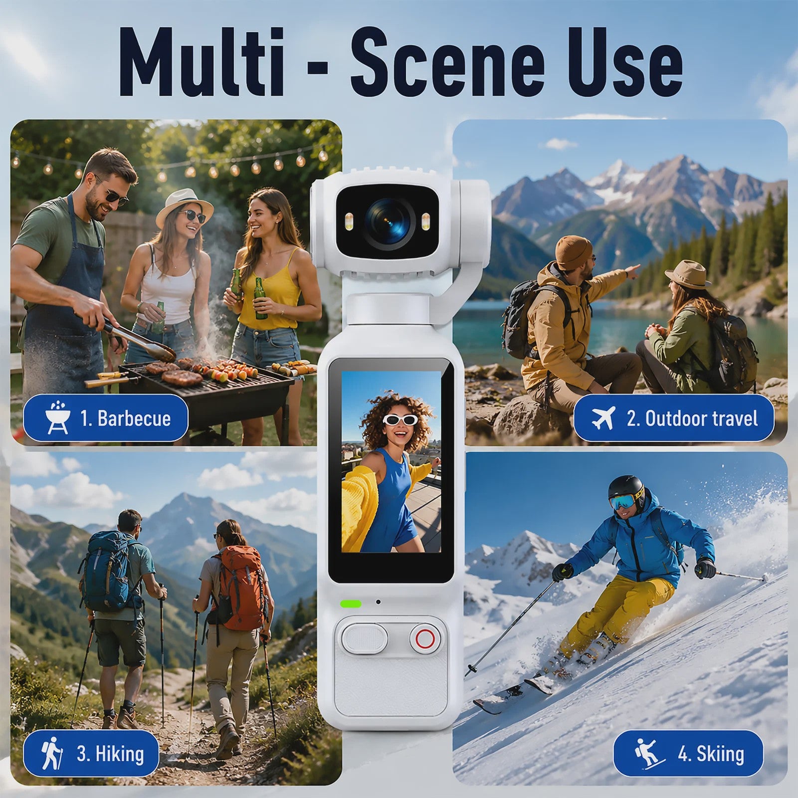 Ourlife 4K Action Camera met 180° Roteerbare Lens & 1.97" Scherm - Perfect voor Vlogs & Sport