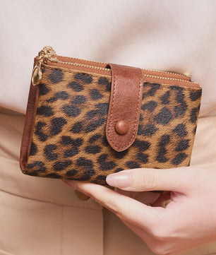 Dames Portemonnee met Luipaardprint - Compact & Ruim met Dubbele Rits