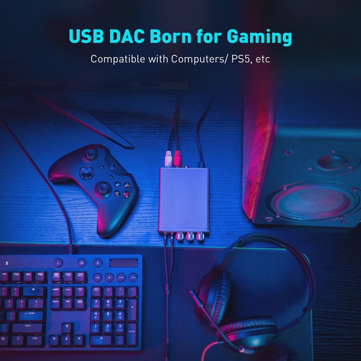 Fosi Audio K5 PRO Mini Gaming DAC & Hoofdtelefoonversterker met Microfoon