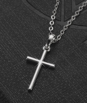 Eenvoudige Christelijke Kruis Ketting - Zilverkleurig, Lange Ketting voor Dames en Heren