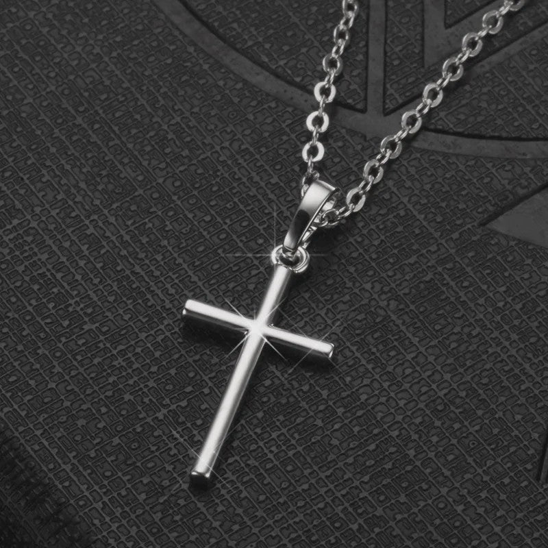 Eenvoudige Christelijke Kruis Ketting - Zilverkleurig, Lange Ketting voor Dames en Heren