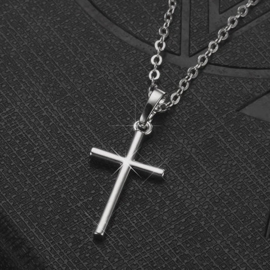 Eenvoudige Christelijke Kruis Ketting - Zilverkleurig, Lange Ketting voor Dames en Heren
