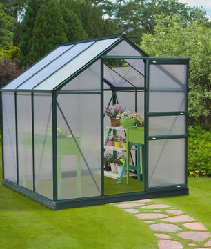 Outsunny Polycarbonaat Tuinkas 190x201 cm UV-bestendig met Dakgoot - Donkergroen