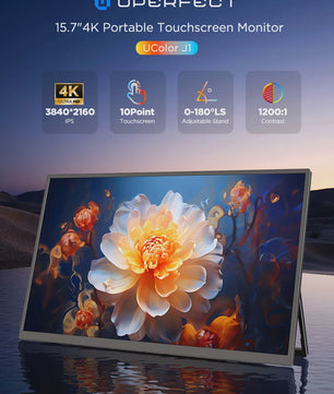 UPERFECT 15.7" 4K Draagbare Touchscreen Monitor - IPS, HDR, USB-C 3.1, HDMI - Ideaal voor Laptop, Console & Telefoon