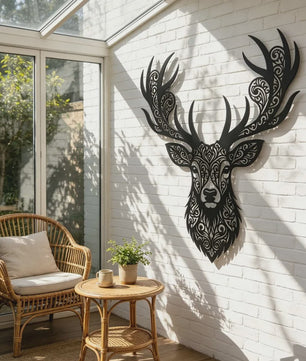 Metalen Wanddecoratie Hertenkop Rustiek - Sfeervolle IJzeren Hanger voor Binnen & Buiten