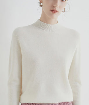 Dames Pullover Trui met Halve Hoge Hals - Zachte Gebreide Basic Top