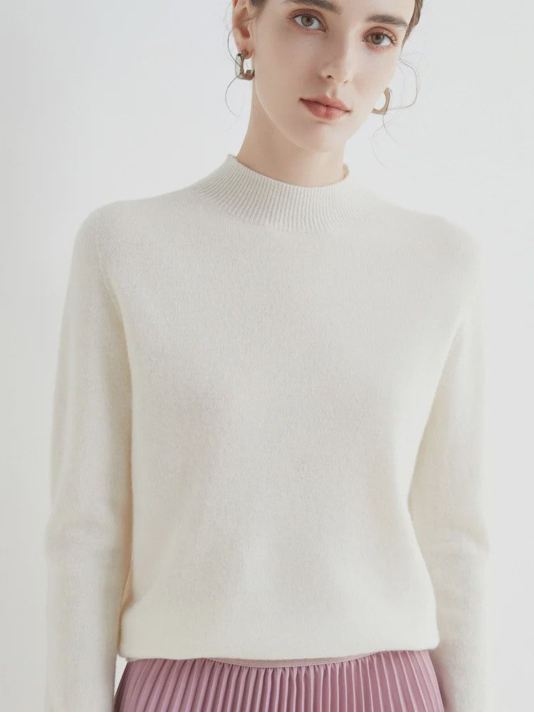 Dames Pullover Trui met Halve Hoge Hals - Zachte Gebreide Basic Top