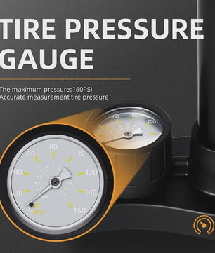 WEST BIKING 160PSI Fietspomp - Draagbare RVS Pomp met Drukmeter voor Racefiets & Mountainbike