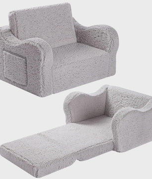 Comfortabele Kinderbank 2-in-1: Uitklapbare Speelstoel met Zachte Sherpa Coating