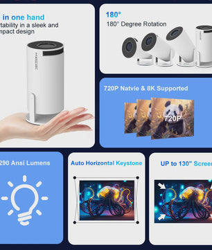 Magcubic HY300 Pro+ Mini Beamer: 8K Ondersteuning, Wifi6, Android, Draagbaar Home Theater