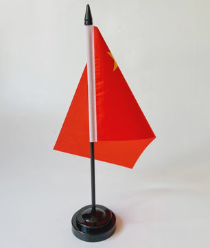 Chinese Bureauvlag 14x21cm - Officiële Nationale Vlag met Standaard