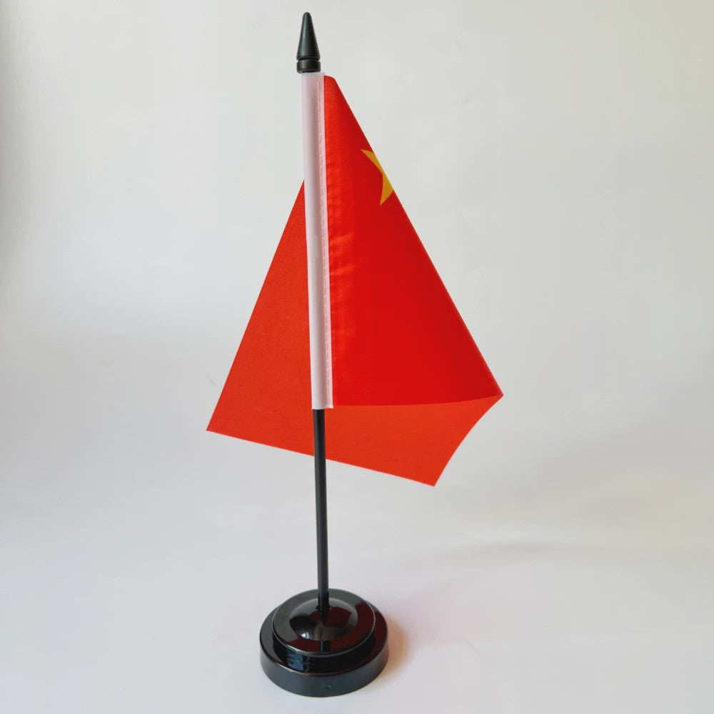 Chinese Bureauvlag 14x21cm - Officiële Nationale Vlag met Standaard