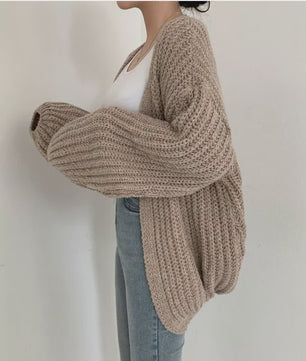 Oversized Gebreide Cardigan met Lantaarnmouwen - Vintage Y2k Stijl