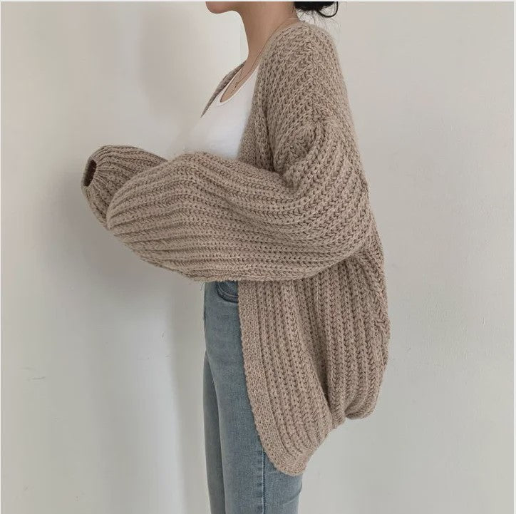 Oversized Gebreide Cardigan met Lantaarnmouwen - Vintage Y2k Stijl