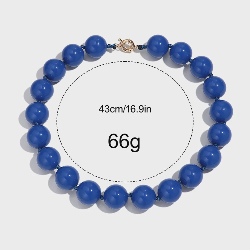 Handgemaakte Retro Acryl Ketting met Grote Kleurrijke Kralen - Statement Choker