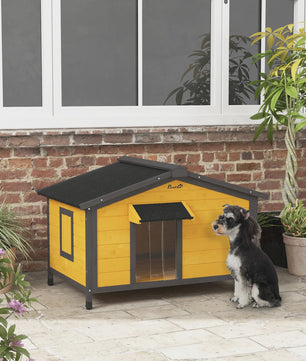 Pawhut Houten Buitenren voor Honden met Bitumen Dak - 97x72x65cm