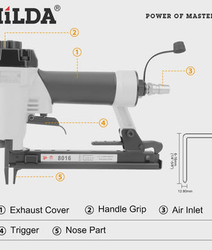 HILDA 8016 Pneumatische Nietmachine - Professionele Tacker voor Houtbewerking & Stoffering