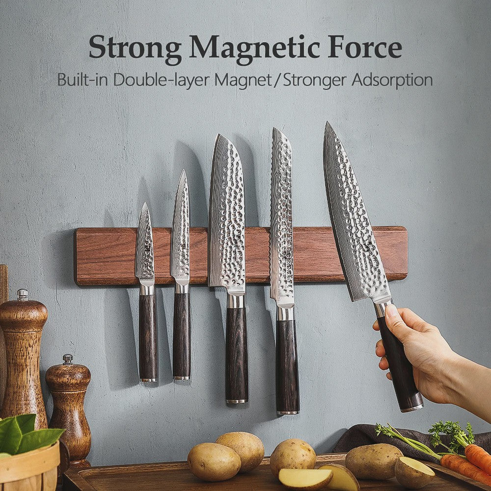 Magnetische Messenhouder 40cm - Massief Walnoothout met Sterke Magneet - Keuken Organizer