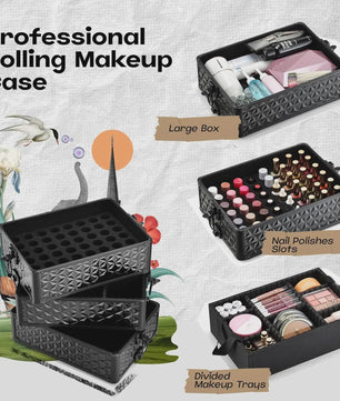 Professionele Make-up Koffer op Wielen - Extra Groot & Rolbaar