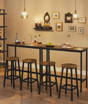 Industriële Bartafel Set met 2 Barkrukken - Bruin