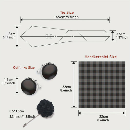 Luxe Heren Cadeauset: Strikdas, Zakdoek, Manchetknopen, Clip & Broche - Perfect voor Bruiloft & Feest