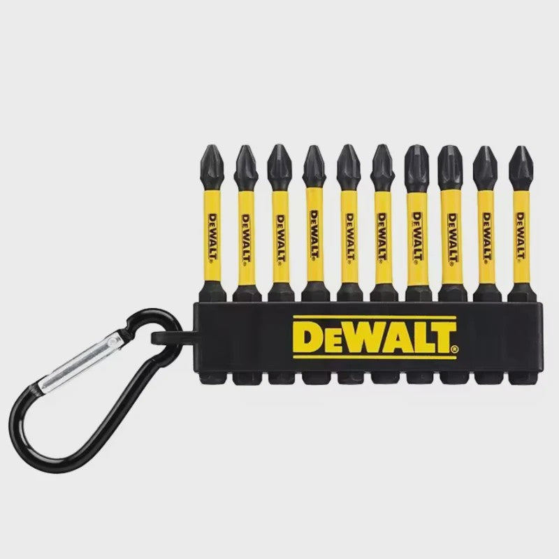 DEWALT FLEXTORQ Schroefbit Set - 10-delig Pozi & High Impact Bits PZ1, PZ2, PH2