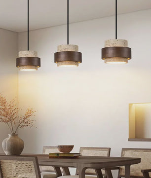 Moderne LED Hanglamp Hout & Natuursteen - Verstelbaar - Sfeervol voor Eetkamer & Slaapkamer