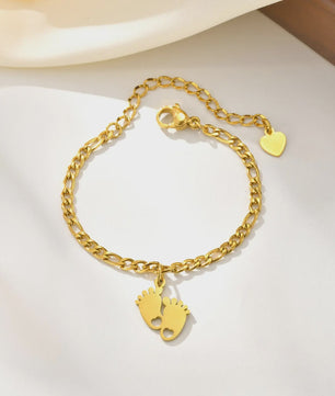 Schattige Baby Anklet met Voetjes Bedel - Anti-allergisch Roestvrij Staal