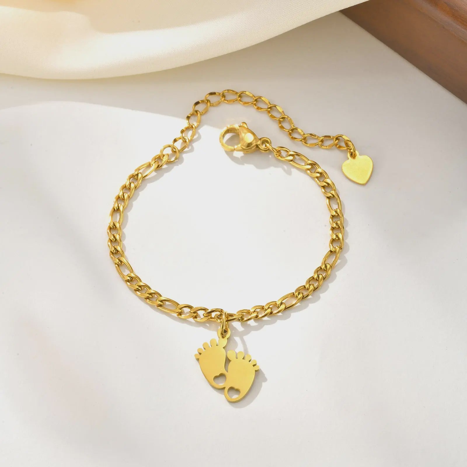 Schattige Baby Anklet met Voetjes Bedel - Anti-allergisch Roestvrij Staal