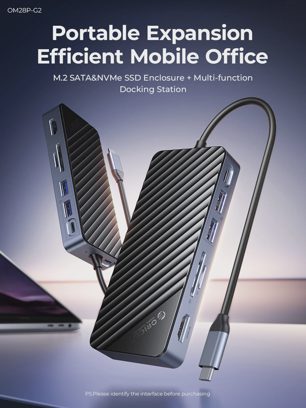 ORICO USB-C Docking Station met M.2 NVMe/SATA SSD Enclosure & 10Gbps Hub