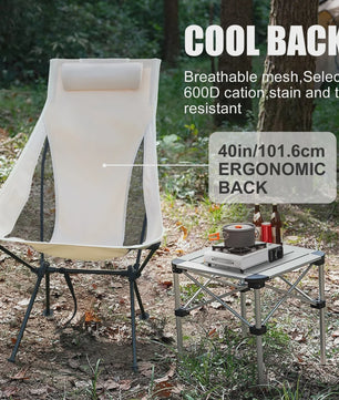 WESTTUNE Opvouwbare Campingstoel met Hoofdsteun - Lichtgewicht Aluminium Outdoor Stoel