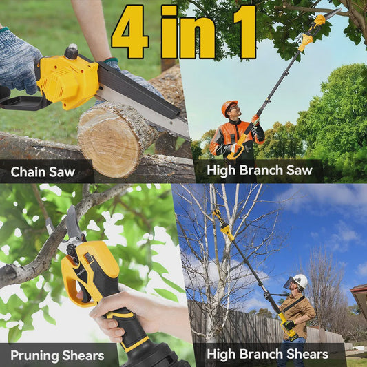 Mellwin 4-in-1 Snoei- en Zaagset: Elektrische Snoeischaar, Kettingzaag & Telescoopsteel